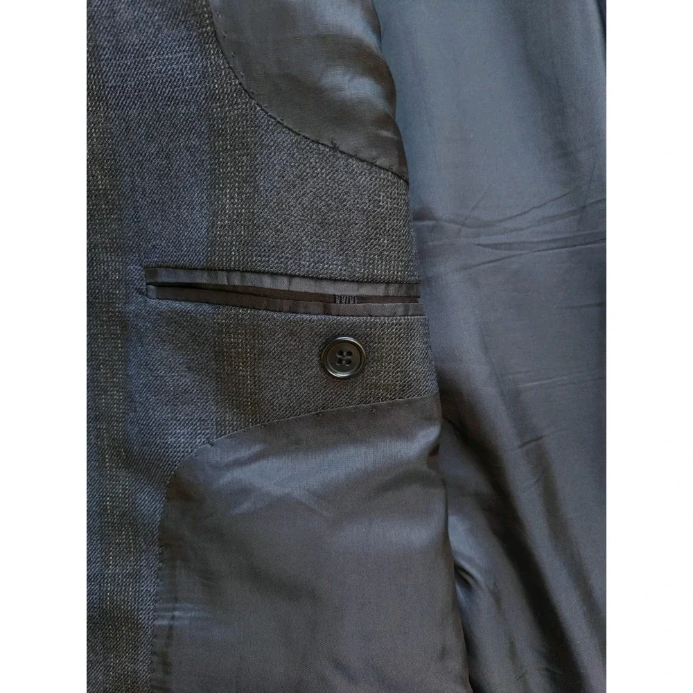 Zaharoff Mens Wool Sports Coat 42L Blue Plaid Canada 3 Button Nordstrom Blazer